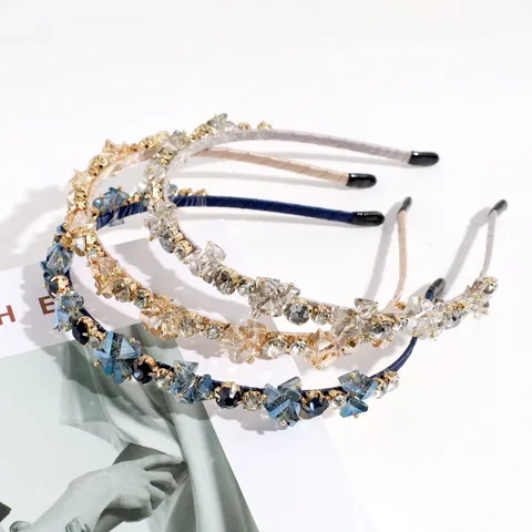 Diadema de Aleación Elegante Francesa Vintage Cristal Artificial Lujoso Diamante de Imitación Accesorio para Cabello Mujer Fiesta Joyas