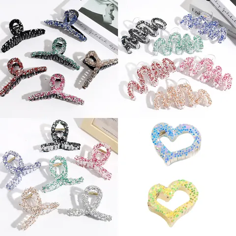 Fashion Plastic Hair Claw Clip Shiny Rhinestone Artificial Pearl Shark Clip Elegant Headwear Hair Accessories For Women