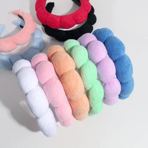 Wolken Spons Hoofdband Hoge Top Haarband Voor Vrouwen Fluwelen Gevoerde Hoofdband Strass Haaraccessoires Minimalistische Dikke Haarband