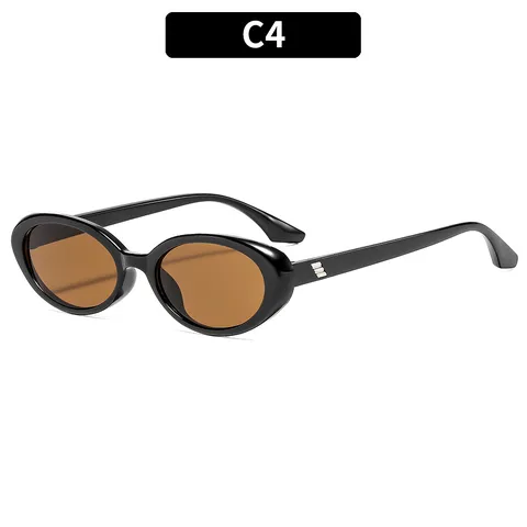 Retro Oval Sunglasses For Women Men Vintage Trendy Slim Frame Eyewear UV400 Protection Outdoor Sports Shades Streetwear Sun Glasses Accessory