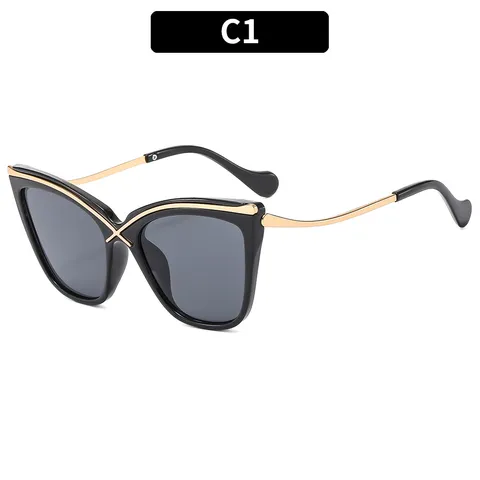 Gafas de Sol de Ojos de Gato para Mujer Personalidad de Moda Puente Cruzado Montatura Completa Gafas UV400 Protección Solar Viaje Fiesta