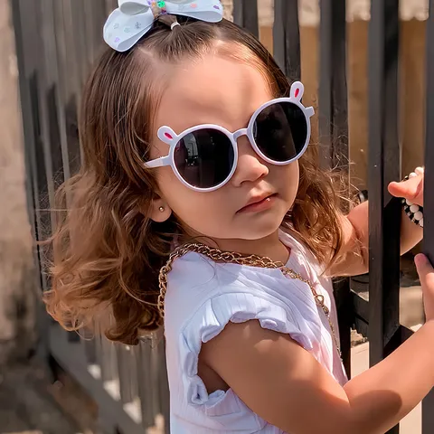 Kids Round Frame Bunny Sunglasses Cute Cartoon Children Sun Glasses UV400 Protection Transparent Rabbit Eyewear For Boys Girls Outdoor