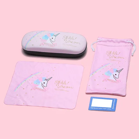 Süßes Cartoon Einhorn Brillenetui Set Schützende PU Hartschale Brillen Aufbewahrungstasche Tuch Kit Für Kinder Mädchen Geschenk Brillenaufbewahrung