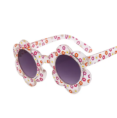Cute Kids Flower Sunglasses Sweet Daisy Pattern Round Frame Sunglasses For Boys Girls Beach Vacation Party Outdoor Sunshade Eyewear