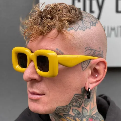 Avant-Garde PC AC Bubble Inflated Square Sunglasses Funny Thick Frame Street Snap Sunglasses UV400 For Women Men