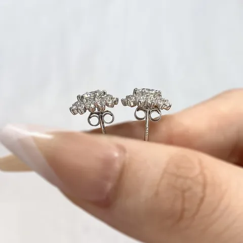 925 Sterling Silver Sunflower Moissanite Stud Earrings For Women With GRA Certificate D Color VVS1 Moissanite Earrings Jewelry