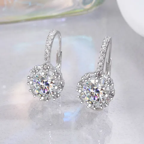 925 Sterling Silver Moissanite Stud Earrings GRA Certificate Luxury Round Cut Sparkling Jewelry For Women Anniversary Gift