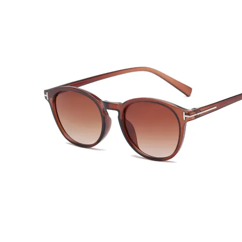 Vintage Ronde Plastic Frame Zonnebril Met T Metalen Detail Voor Dames Heren Trendy Streetwear