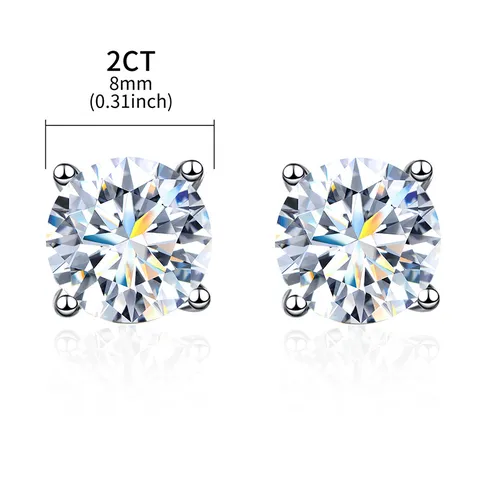 Luxus 925 Sterlingsilber Moissanit Ohrstecker Minimalistisch Rund Vier Krallen Brillantschliff Diamant Ohrringe Für Damen Schmuck