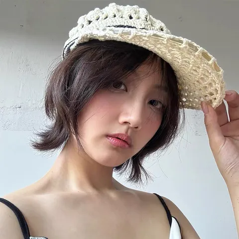 Sombrero de Sol de Tapa Vacía Hecho a Mano para Mujer Protección UV Hueco Visera Gorra Casual de Verano Playa