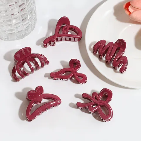 Mode Süß Glänzend Ancora Rot Schleife Herz Kleine Haarkrallen Clips Glänzende Harz Leopardenmuster Seitenclips Haarschmuck Für Frauen