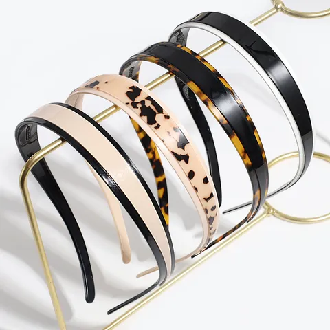 Fashion Splicing Leopard Print Headband Minimalist Non Slip Toothed Hairband Elegant Plastic Resin Hair Hoop For Women
