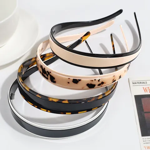 Fashion Splicing Leopard Print Headband Minimalist Non Slip Toothed Hairband Elegant Plastic Resin Hair Hoop For Women