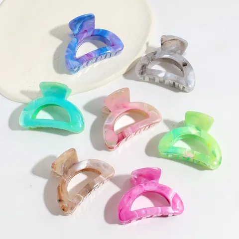Marble Tie-Dye Small Hair Claw Clips Acrylic Resin Hair Catch Barrette For Women Girls Half-Tie Sweet Fashion Hair Styling Accessories