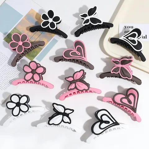 Pinza per Capelli Opaca alla Moda Farfalla Fiore Cuore Elegante Fatta a Mano Fermagli in Plastica Dolce Clip a Squalo Donna Gioielli