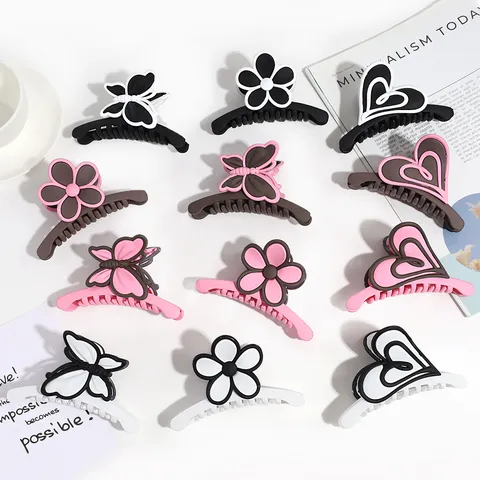 Pinza per Capelli Opaca alla Moda Farfalla Fiore Cuore Elegante Fatta a Mano Fermagli in Plastica Dolce Clip a Squalo Donna Gioielli