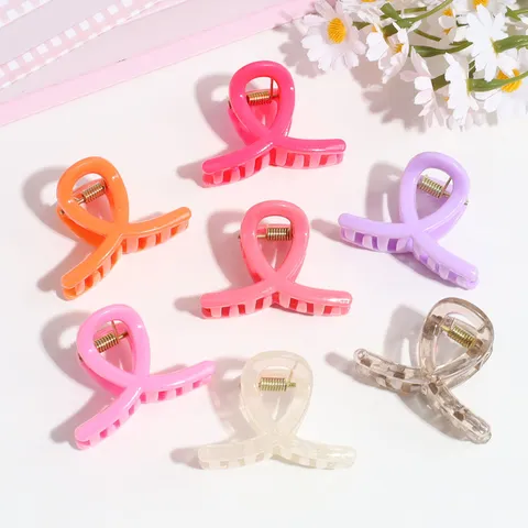 Small Macaron Color Hair Claw Clips For Women Girls Sweet Minimalist Plastic Resin Hair Grabs Geometric Bangs Hair Accessories