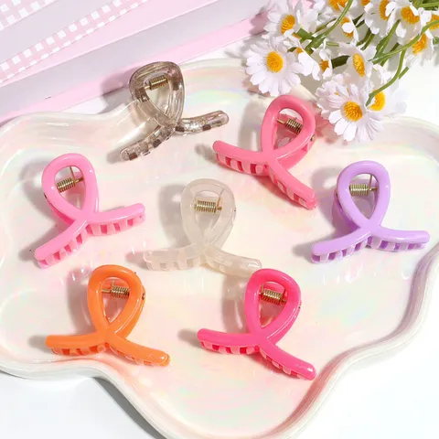 Small Macaron Color Hair Claw Clips For Women Girls Sweet Minimalist Plastic Resin Hair Grabs Geometric Bangs Hair Accessories