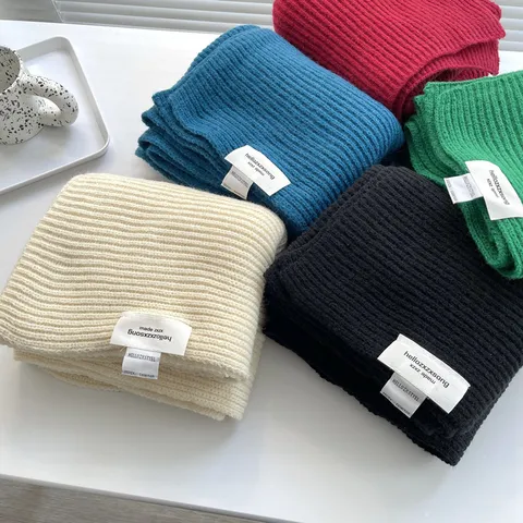 Damen Minimalistisch Einfarbig Strickschal Weich Kaschmir Imitat Gerippt Warm Lang Winter Schal Wickel Für Kaltes Wetter