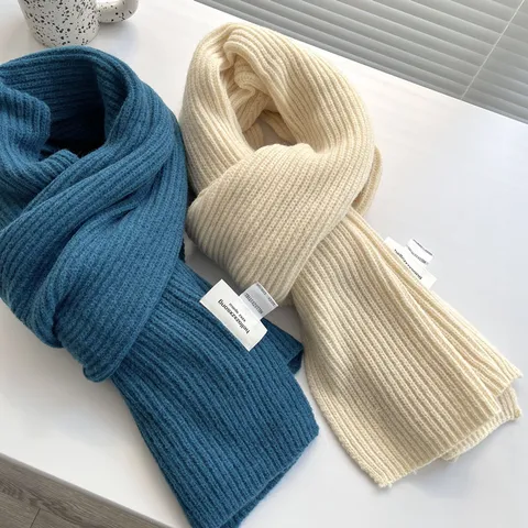 Damen Minimalistisch Einfarbig Strickschal Weich Kaschmir Imitat Gerippt Warm Lang Winter Schal Wickel Für Kaltes Wetter