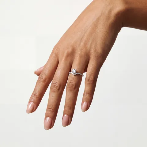 Bague en Argent Sterling S925 Diamant de Laboratoire en Forme de V pour Femme HPHT Taille Ronde Scintillante Bijoux de Fiançailles de Mariage