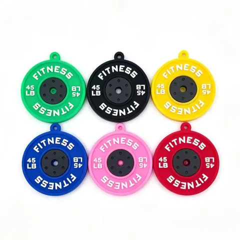 Ciondolo Creativo Mini Disco Bilanciere in PVC Stile Sport Fitness Accessori Portachiavi Ciondolo Borsa Regalo per Decorazione Zaino Palestra