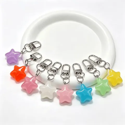 Luminous Jelly Color Star Keychain Pendant Resin Pentagram Bag Charm Phone Accessory Glow In The Dark Star Key Ring Gift