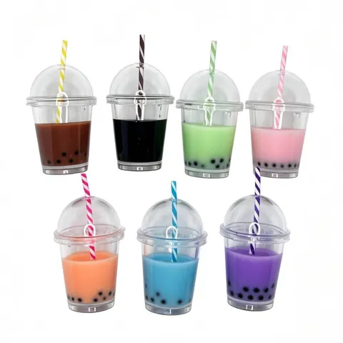 Ciondolo Portachiavi a Forma di Tazza di Bubble Tea in Acrilico Mini Tazza di Tè al Latte con Perla Artificiale per Fai da Te