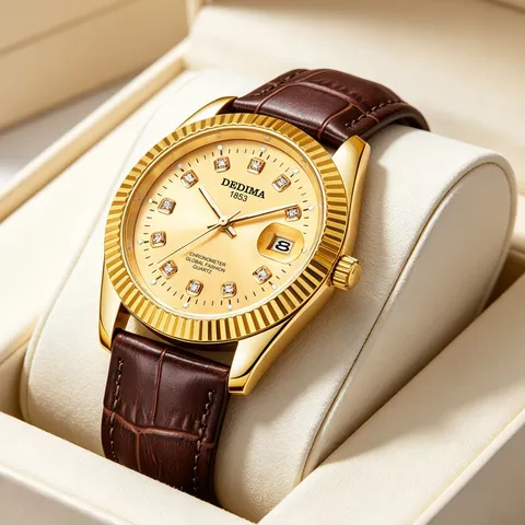 Quarzuhr Lederarmband Wasserdicht Datumsanzeige Strass-Zifferblatt Business Casual Paar Zeitmesser Für Männer Frauen