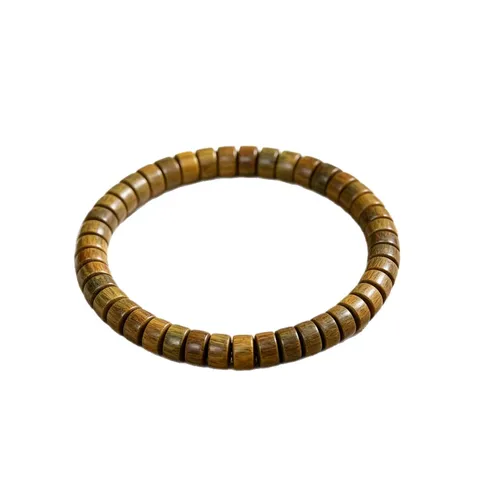 Natürliches Holzperlenarmband Sandelholz Ebenholz Grünes Sandelholz Polierte Tablettenperlen Retro Ethnisch Unisex
