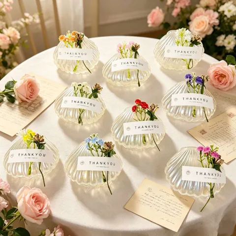 Simulation Muschelform Süßigkeitenschachtel Galvanisierte Perlglanz Kunststoff Geschenkbox Mit Perlen Trockenblumen Hochzeit Party Geschenkkarton