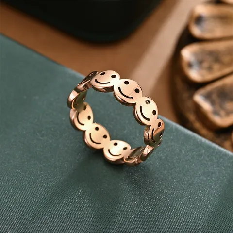 Vintage Edelstahl Smiley Gesicht Offener Ring Für Herren Damen Minimalistisch Hohl Statement Band Ring Modeschmuck Geschenk