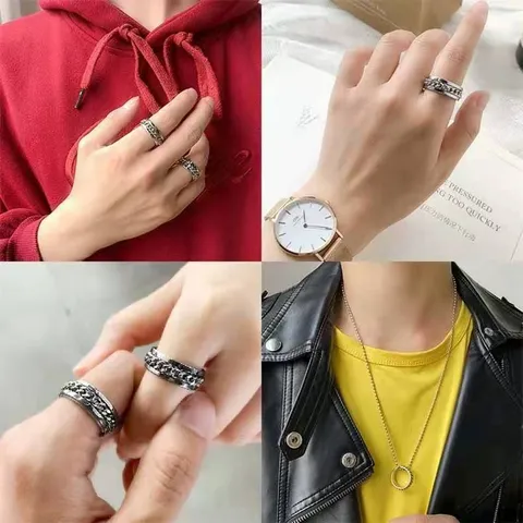 Drehbarer Edelstahl Kettenring Für Herren Flaschenöffner Funktion Industrieller Stil Punk Rock Party Fingerring Schmuck
