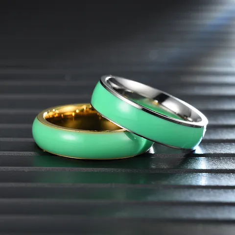Vintage Edelstahl Emaille Drip Oil Ring Für Paare Herren Damen Minzgrün Retro Mode Fingerring Schmuck Geschenk