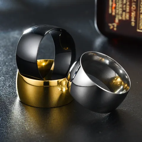 Minimalistischer Edelstahl Herren Ring Glatte Oberfläche Geometrischer Bandring Hochglanzpoliert Galvanisierter Schmuck Schwarz Gold Silber Unisex Fingerring