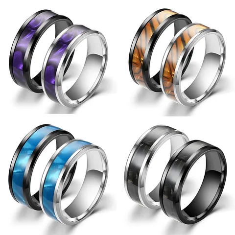 Mode Edelstahl Konstellation Ringe Galvanisiert Harz Eingelegt Paar Ring Set Trend Schmuck Für Damen Herren Alltag