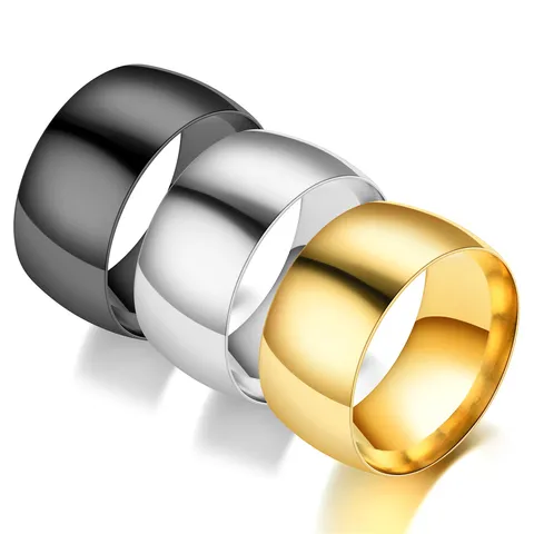 Minimalistischer Edelstahl Herren Ring Glatte Oberfläche Geometrischer Bandring Hochglanzpoliert Galvanisierter Schmuck Schwarz Gold Silber Unisex Fingerring