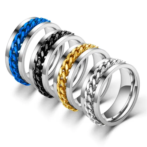 Drehbarer Edelstahl Kettenring Für Herren Flaschenöffner Funktion Industrieller Stil Punk Rock Party Fingerring Schmuck