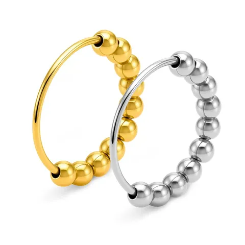 Anti Angst Ring Edelstahl Rotierende Perlen Spinner Ring Fidget Ring Zur Stressbewältigung Geometrischer Bandring Unisex Schmuck Geschenk