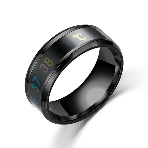 Edelstahl Intelligenter Temperaturfühler Ring Titanstahl Fingerring Temperaturanzeige Mode Schmuck Für Herren Damen