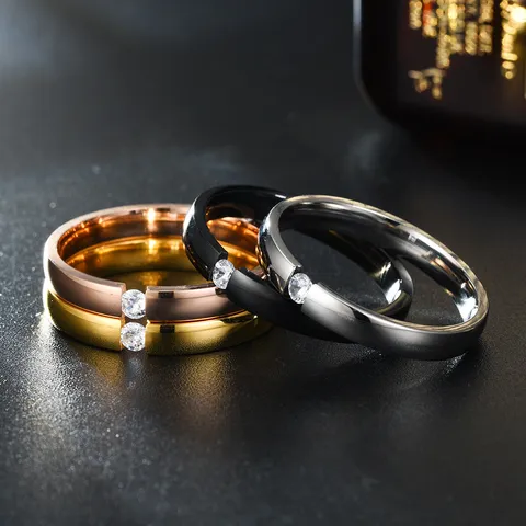 Minimalistisch Edelstahl Offener Ring Für Damen Herren Zirkon Eingelegt Paar Fingerring Modischer Täglicher Schmuck Geschenk