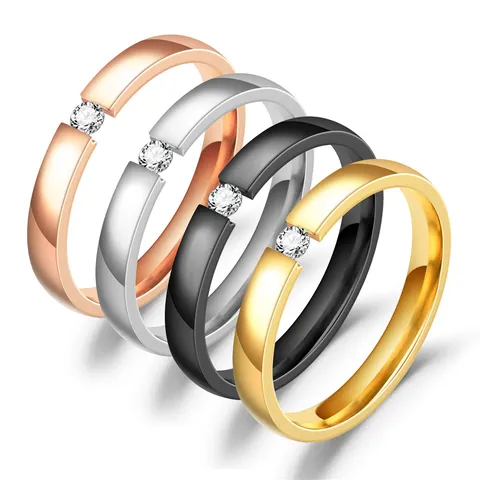 Minimalistisch Edelstahl Offener Ring Für Damen Herren Zirkon Eingelegt Paar Fingerring Modischer Täglicher Schmuck Geschenk
