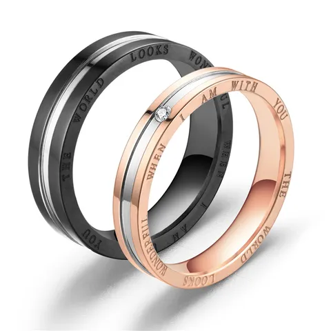 Edelstahl Strass Paar Ring When I Am With You Buchstaben Gravur Ring Für Herren Damen Valentinstag Schmuck Geschenk