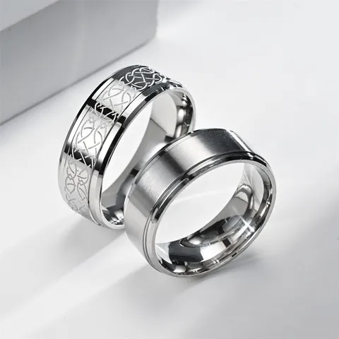 Anello da Uomo in Acciaio Inossidabile Anello di Coppia Nodo Celtico Design a Rete Gioiello di Moda Minimalista