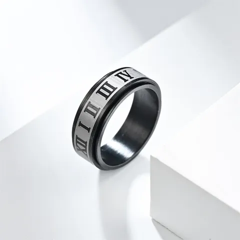 Retro Titanstahl Rotierender Römischer Ziffernring Unisex Anti Angst Dekompression Fingerring Modeschmuck