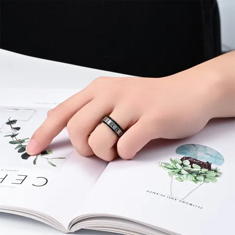 Retro Titanstahl Rotierender Römischer Ziffernring Unisex Anti Angst Dekompression Fingerring Modeschmuck