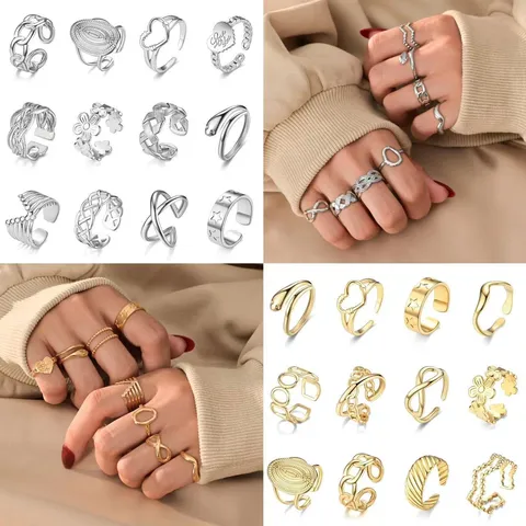 Minimalistischer Titanstahl Offener Ring Geometrischer Unisex Einstellbarer Fingerring Modischer Statement Schmuck