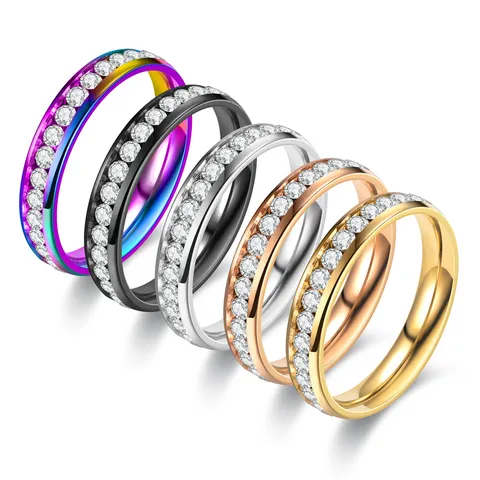 Minimalistischer Edelstahl Drehbarer Ring Voll Strass Band Fingerring Für Damen Herren Unisex Modeschmuck Geschenk