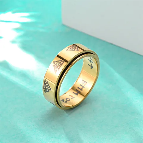 Minimalistisch Edelstahl Spinner Ring Für Herren Damen Wikinger Runen Alphabet Titanstahl Anti Angst Ring Mode Schmuck Fingerring