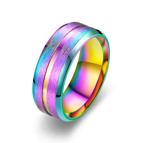 Herren Titanstahl Ring 8mm Breit Mattierte Mitte Nut Einfache Schlichte Band Hochzeit Mode Schmuck Fingerring